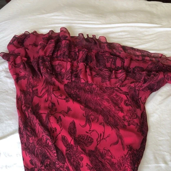 Betsey Johnson silk, airy, elegant black on red lined special occasion dress. - Picture 10 of 12